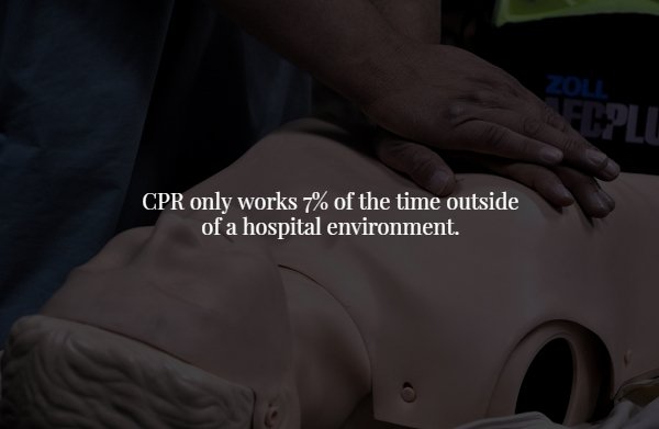 hand - Cpr only works 7% of the time outside of a hospital environment.