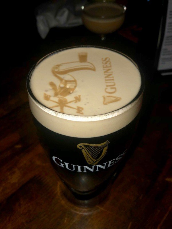 A nicely poured Guinness.