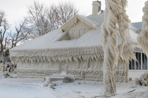 “My neighbor’s house encased in ice after the recent blizzard in Ohio (on shore of Lake Erie)”