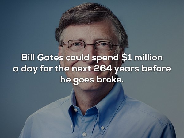 Bill Gates could spend $1 million a day for the next 264 years before he goes broke.