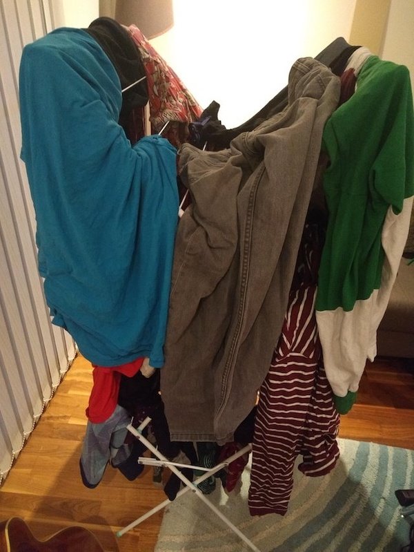 “I asked my boyfriend to put the wash out to dry and came back to this.”
