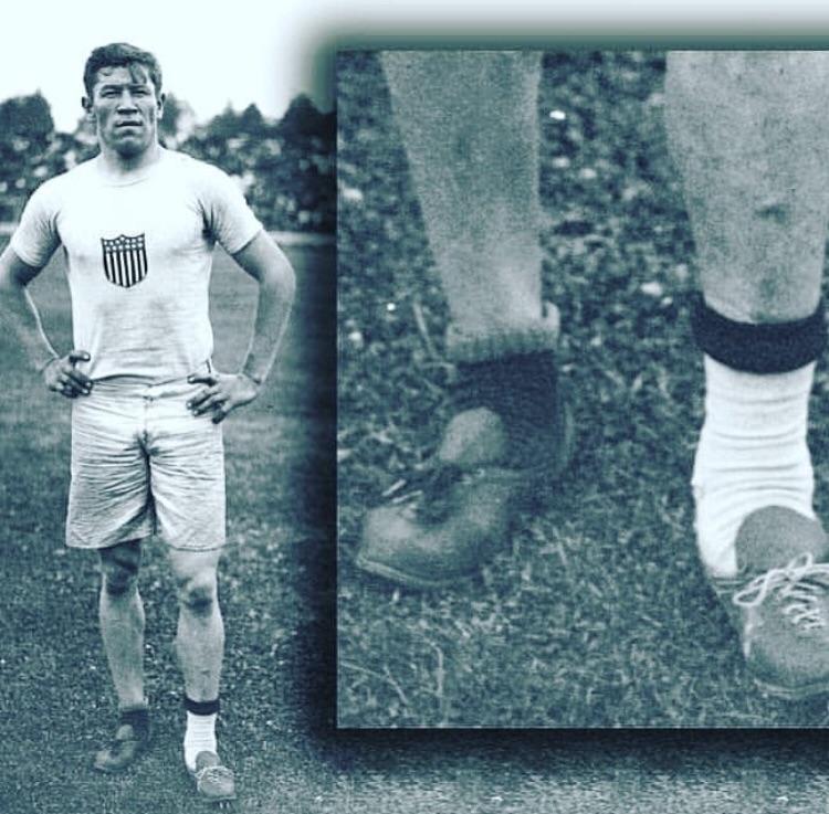 Jim Thorpe at the 1912 Olympics. Somebody stole his shoes right before he was set to compete. He simply put on two other shoes someone had tossed in a trash can. They were different sizes, so he had to wear extra socks on one foot to even them out. He went on to win two Gold medal