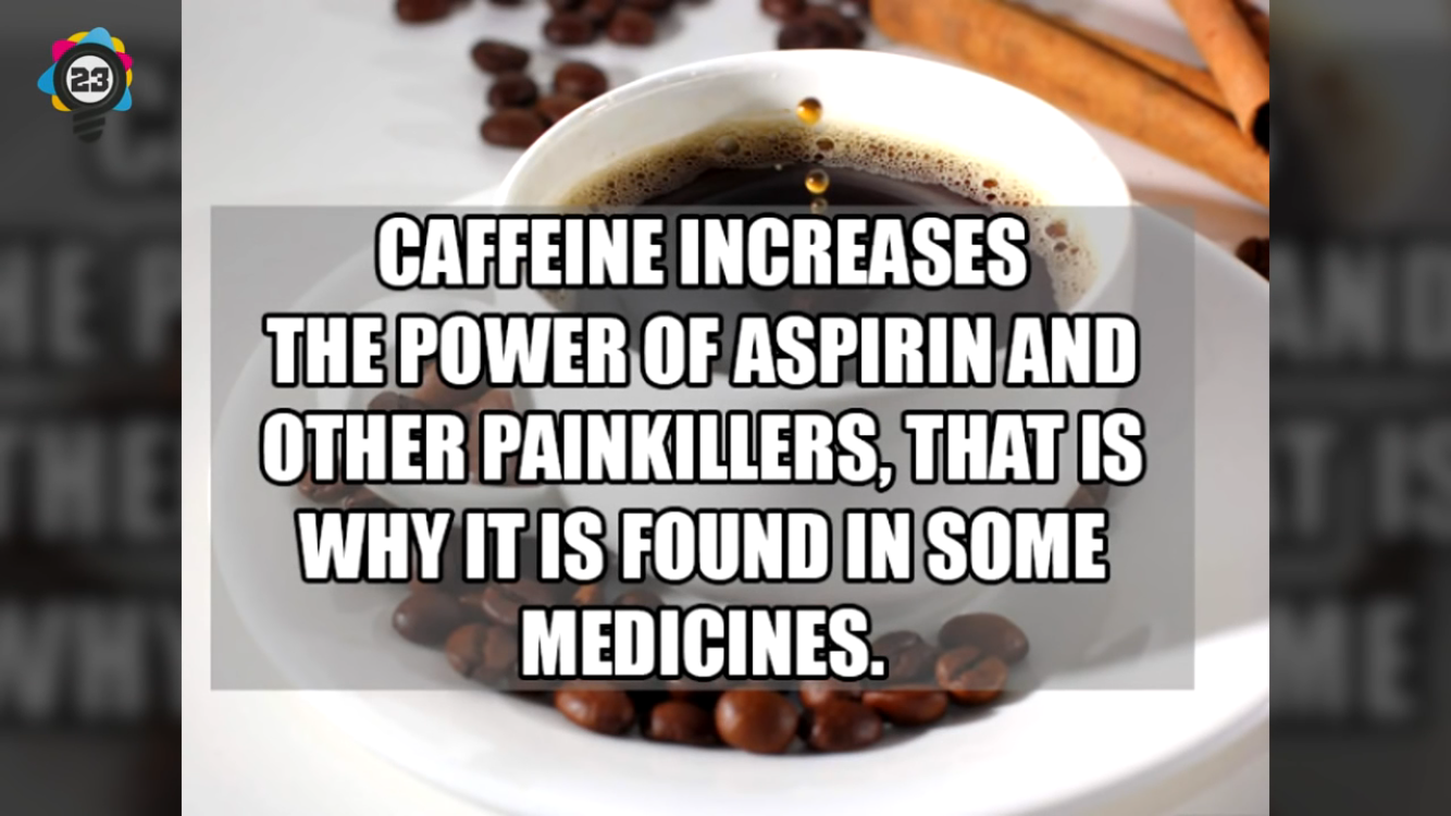 caffeine - Caffeine Increases The Power Of Aspirin And Other Painkillers, That Is Why It Is Found In Some Medicines.