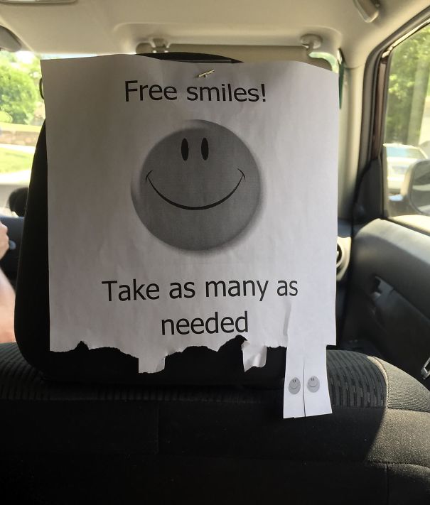 car - Free smiles! Take as many as needed