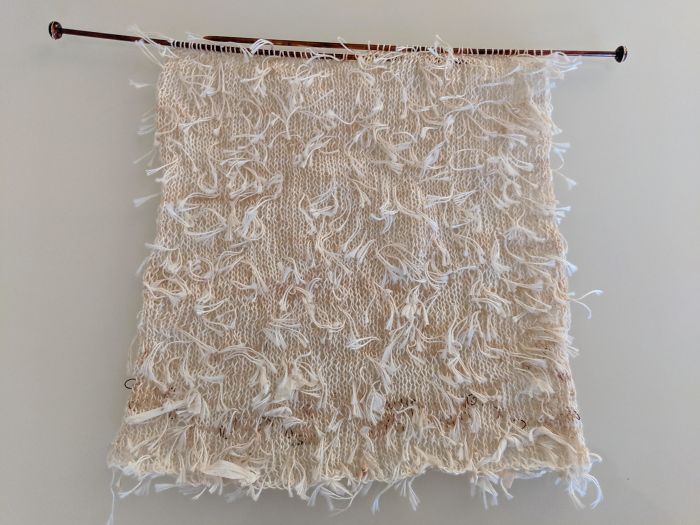 My Mom Is Slowly Knitting A Scarf Made Completely From Tea Bag Strings