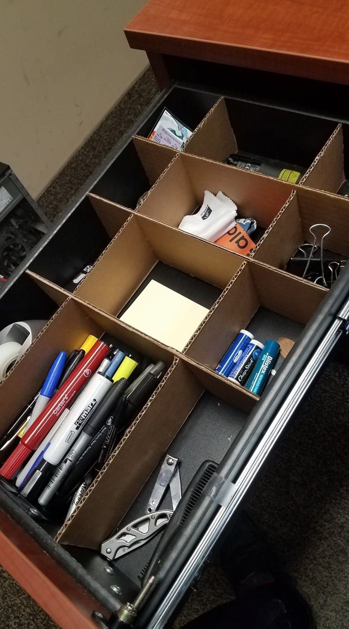 Needed An Organizer So I Made One Out Of Cardboard Instead Of Purchasing One