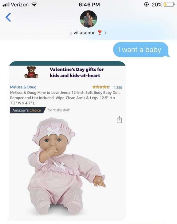 melissa and doug jenna - i Verizon @ 20%O j. villasenor > I want a baby Valentine's Day gifts for kids and kidsatheart Melissa & Doug te st 1,250 Melissa & Doug Mine to Love Jenna 12Inch Soft Body Baby Doll, Romper and Hat Included, WipeClean Arms & Legs,