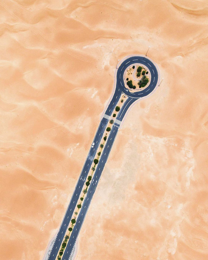 A road loop in the desert