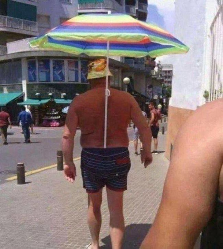 funny man with umbrella