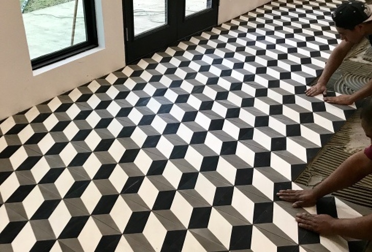 Optical illusion floor tile