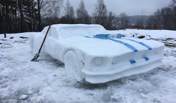 ford mustang made of snow