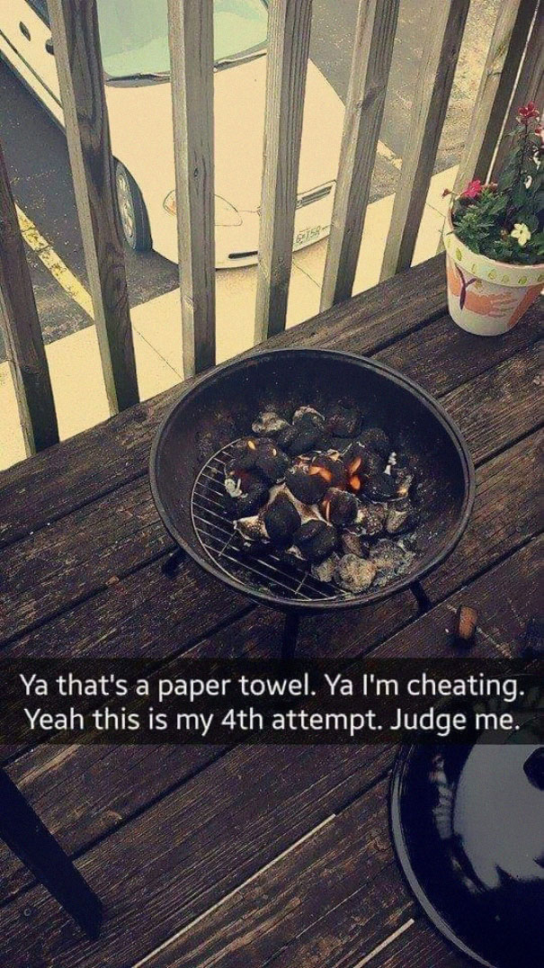 Woman fails at trying to grill burgers