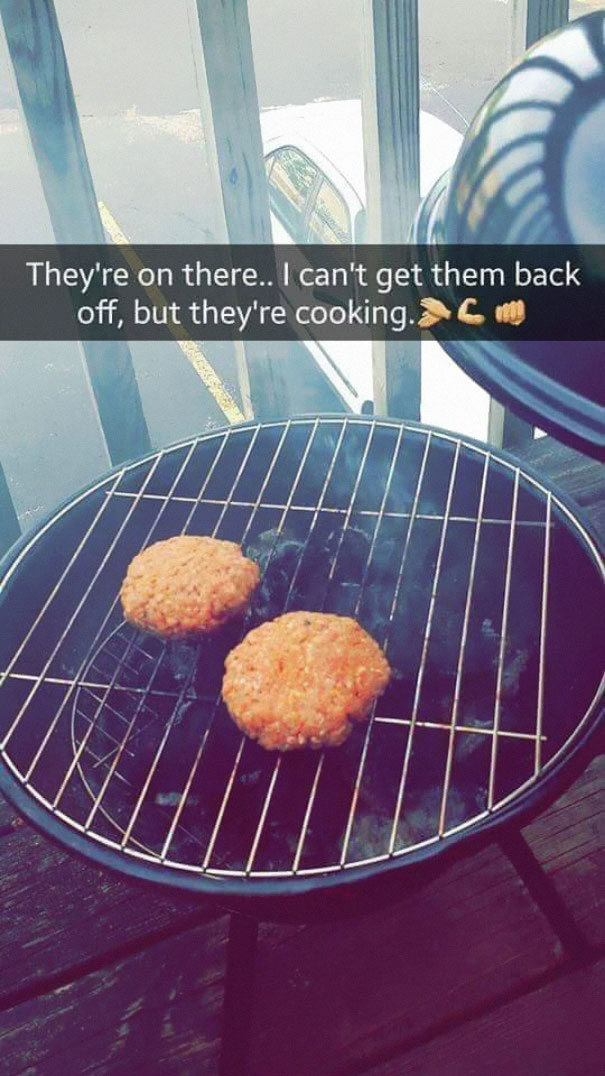 Woman fails at trying to grill burgers