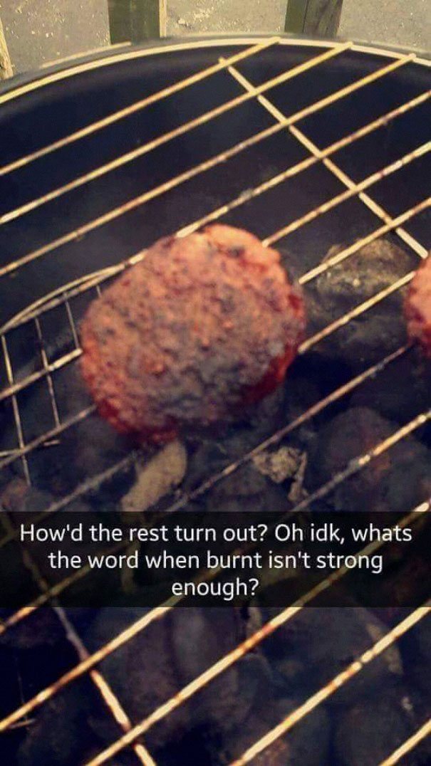 Woman fails at trying to grill burgers