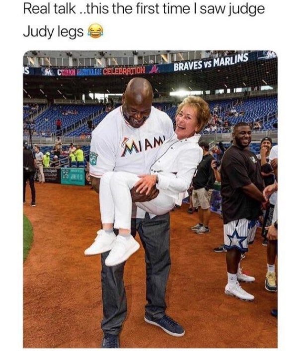 judge judy's legs - Real talk...this the first time I saw judge Judy legs Zgi! Celebration N Braves Vs Marlins Miam