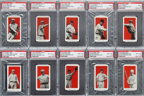 A valuable collection of baseball cards.
Karl Kissner was cleaning out his grandfather’s house, when he found a box of 700 baseball cards. Doing the research, he found that they were E98 tobacco cards from 1910 and worth over $3 Million. Even more mind-blowing is that sports cards are rated on a scale of 1-10, with 10 being mint. The most expensive card ever sold prior to this find, was rated around a 7. The majority of these cards were 9-10s.

Insane.