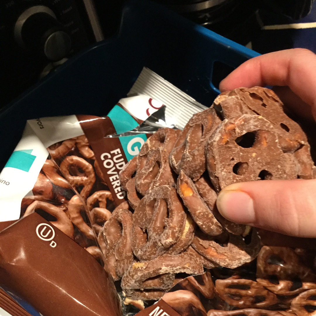 “I opened my pretzels. They’re one happy family.”