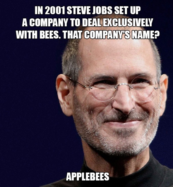 steve jobs hall - In 2001 Steve Jobs Set Up A Company To Deal Exclusively With Bees. That Company'S Name? Applebees