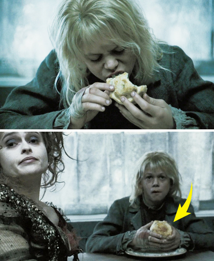 Sweeney Todd: The Demon Barber of Fleet Street: When Mrs. Lovett treats a boy to a bun, he eats half of it instantly but in the next episode, the bun is almost whole again.