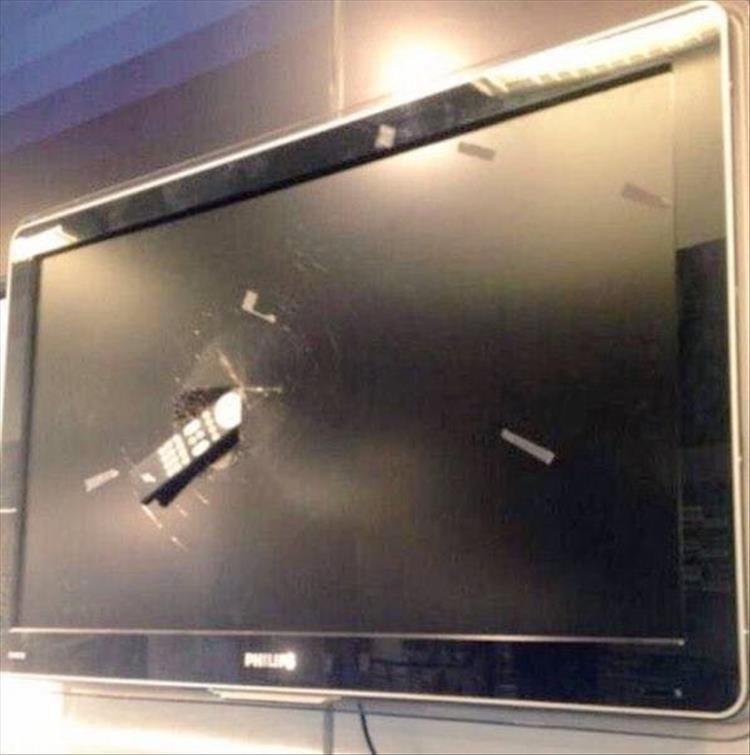 smashed tv remote