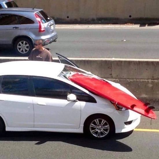 surfboard in car