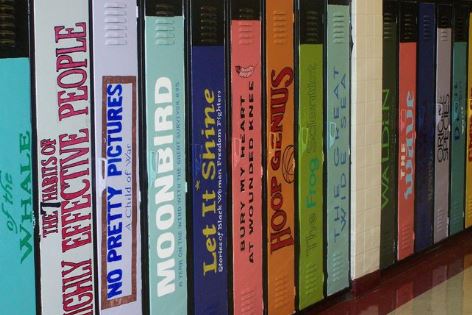 This school painted the lockers into books to encourage reading.