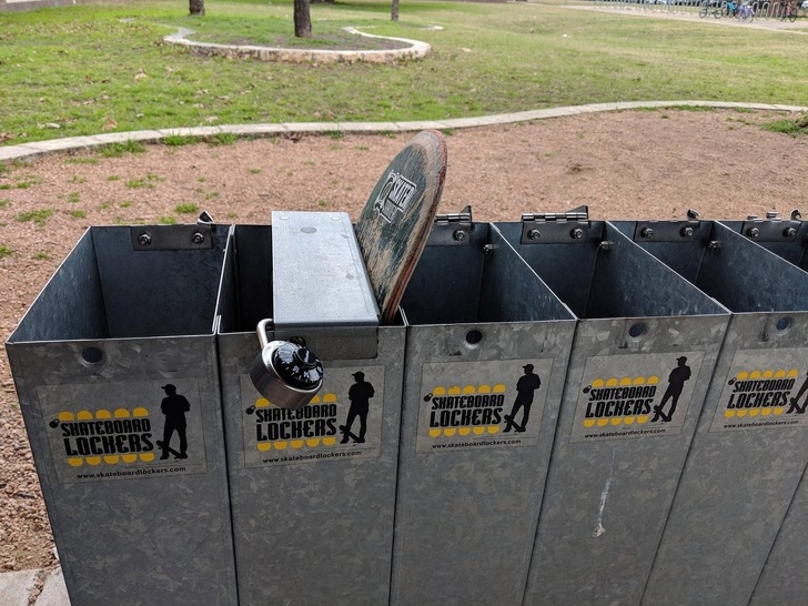 “This middle school has a skateboard locker.”