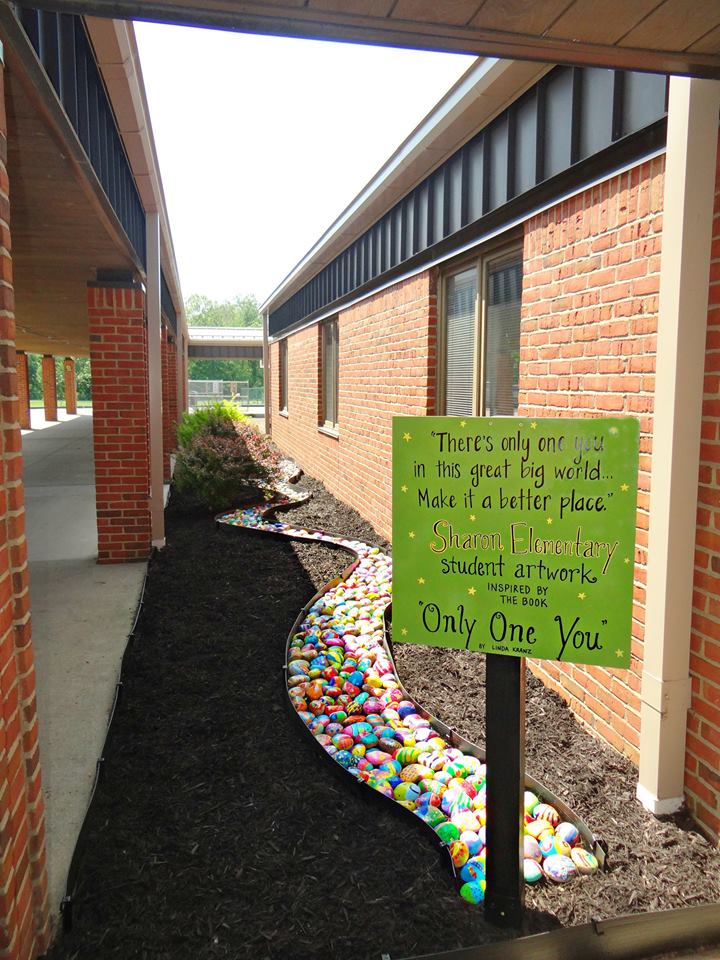 A path made of stones that were painted by students. Who knew this popular activity would have such an amazing outcome?