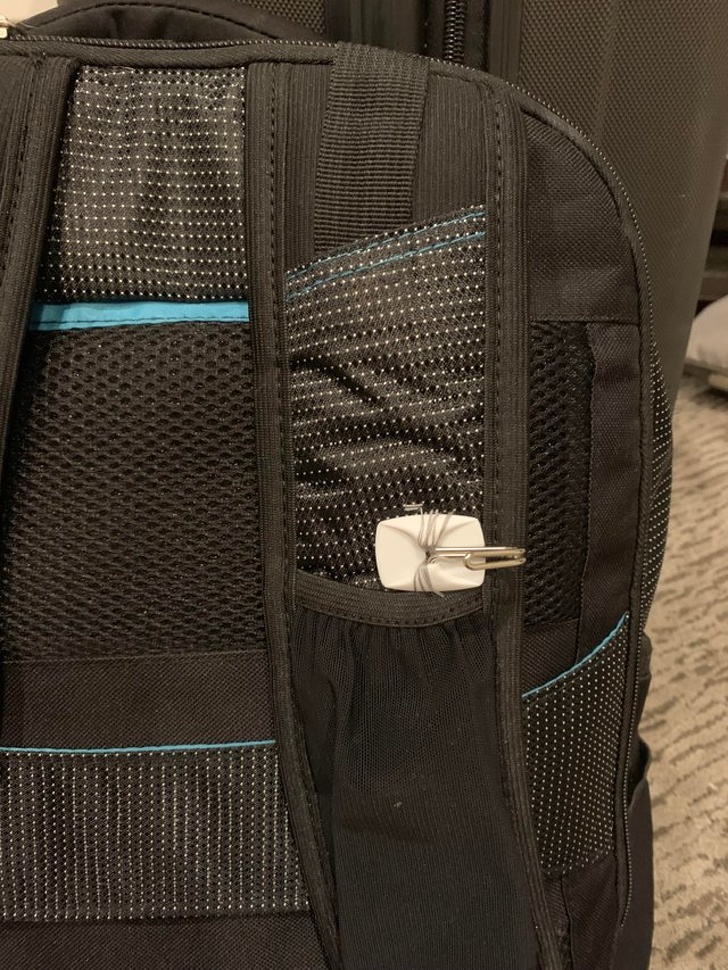 Sew a hook onto your backpack so your purse won’t fall off your shoulder.