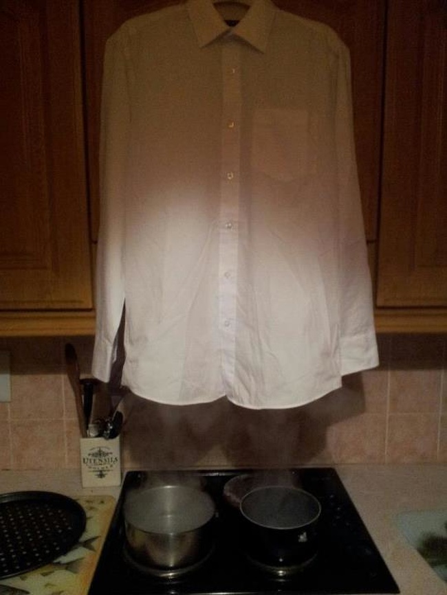Ironing a shirt