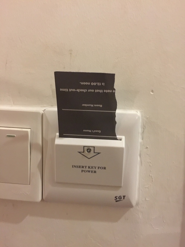 “If your hotel room requires you to insert your key for power, you can put anything into the slot.”