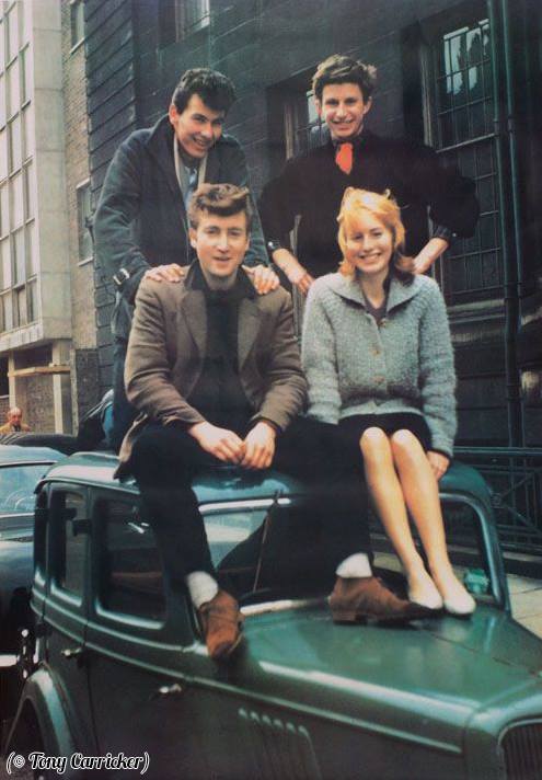 John Lennon outside Liverpool College of Art with wife-to-be Cynthia, and their friends Jon Hague and Tony Carricker, 1960.