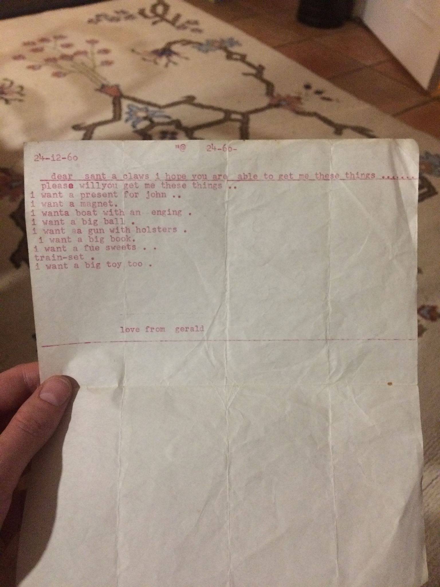 letter to santa, 1960.