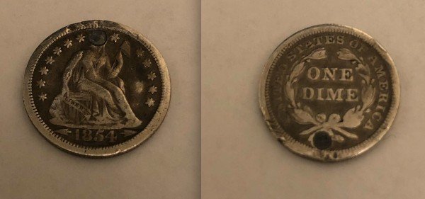 This dime from 1854 showed up in some change.