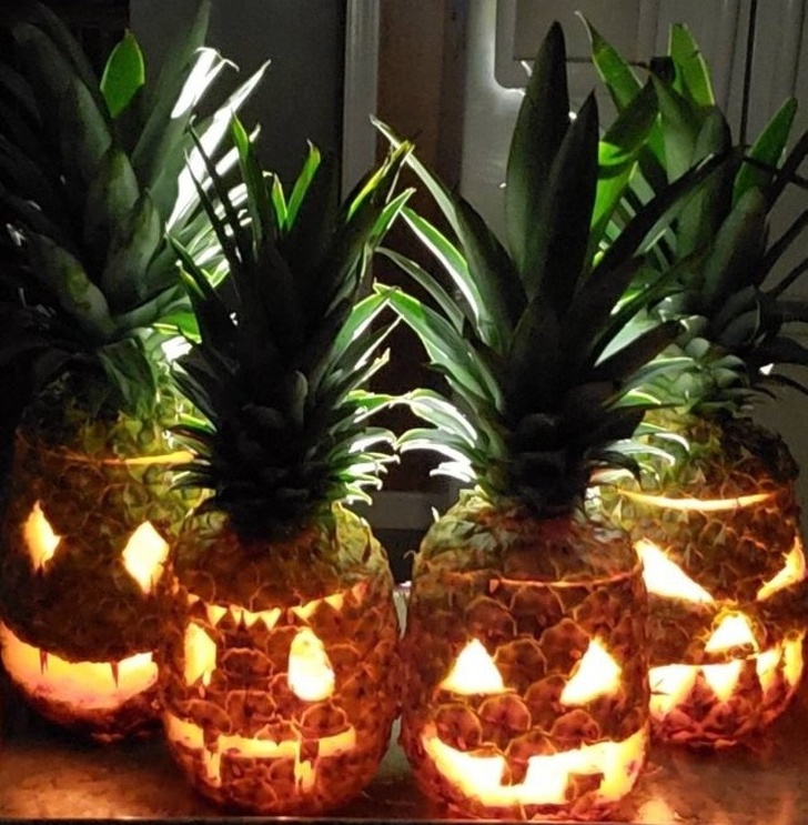 “Instead of pumpkins, we carved pineapples this year!”