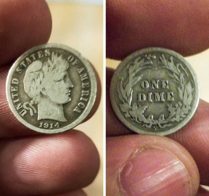 “My change at the grocery store was a 104-year-old dime.”