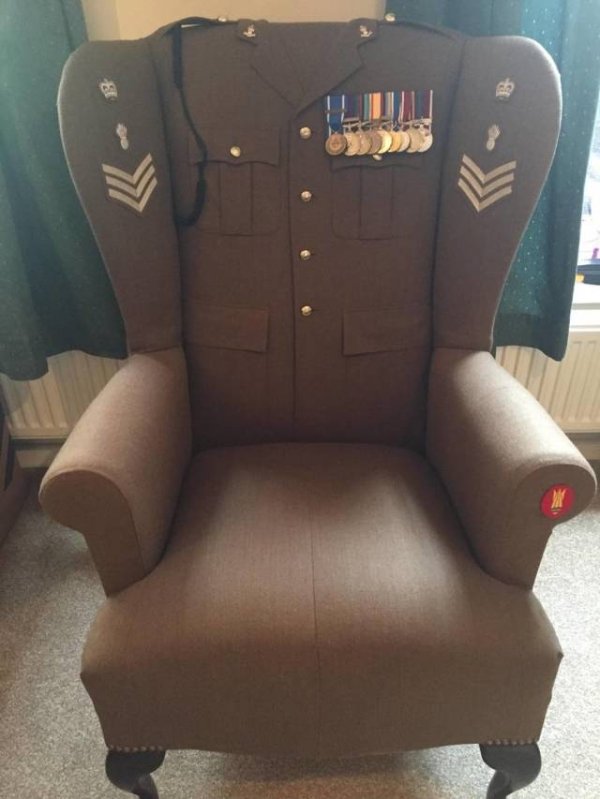 military uniform covered chairs