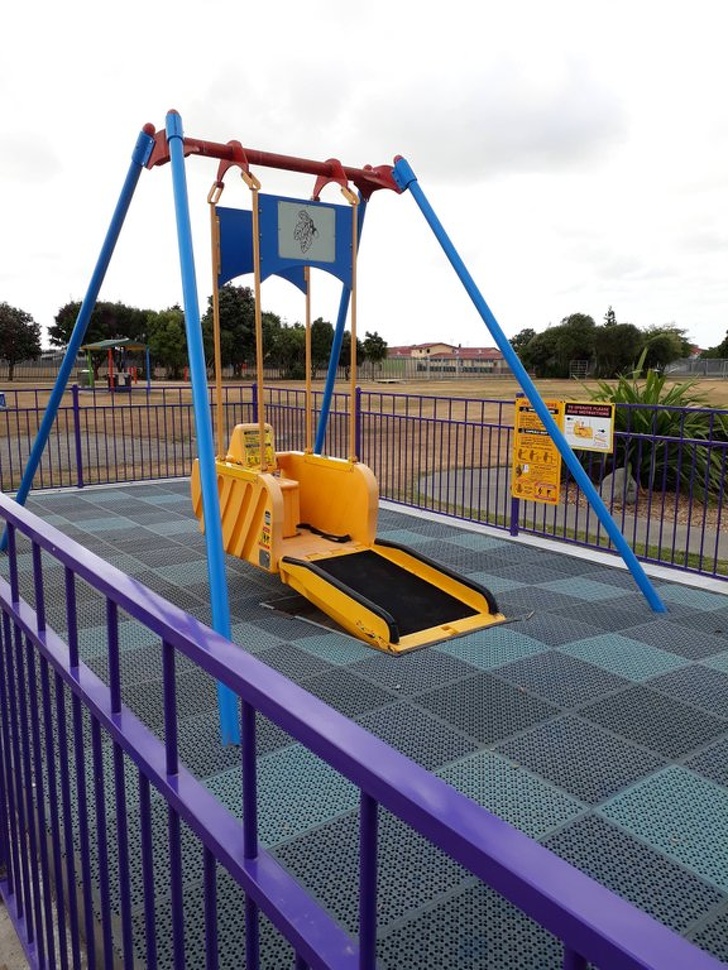 “This playground has a swing for wheelchairs.”