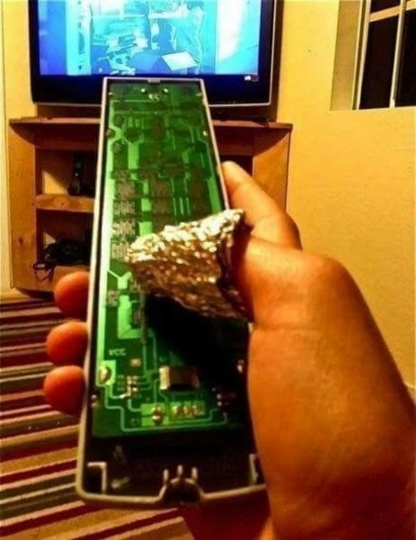remote that needs aluminum foil fingers