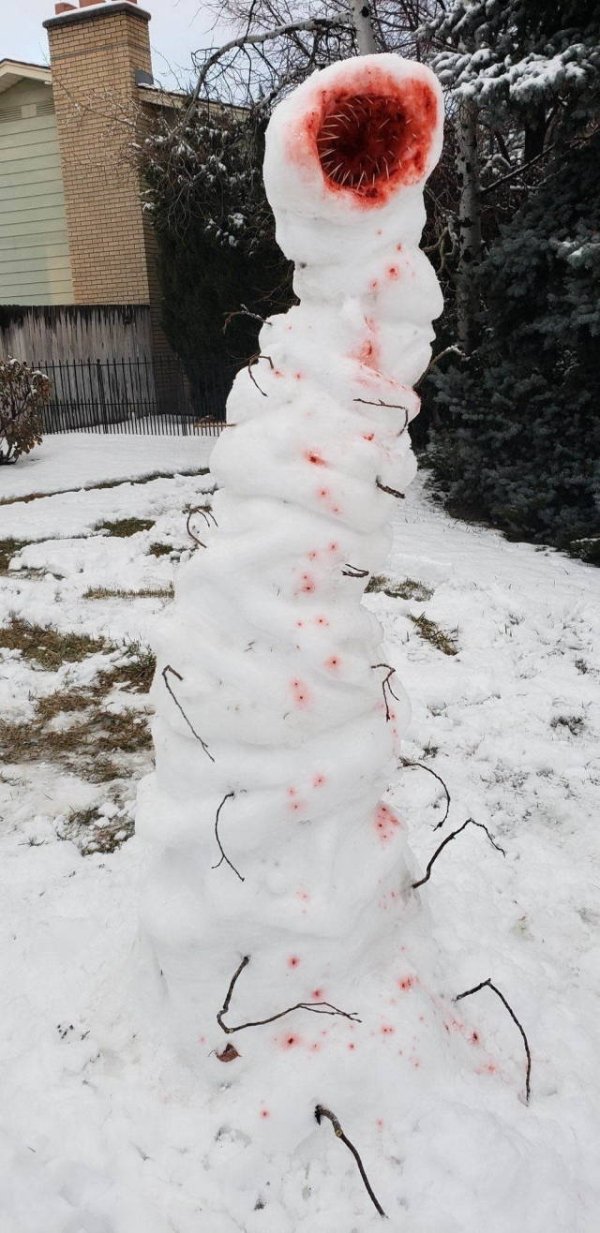 disturbing we made a snowman today