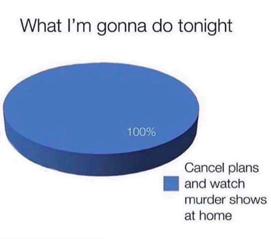 memes - im gonna do tonight - What I'm gonna do tonight 100% Cancel plans and watch murder shows at home