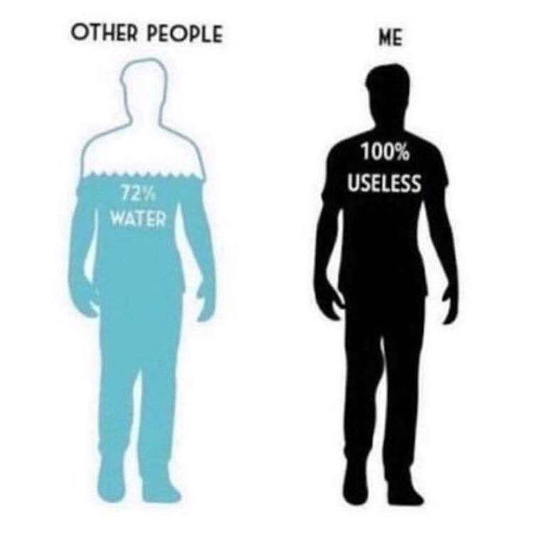 memes - Humour - Other People 100% Useless 72% Water