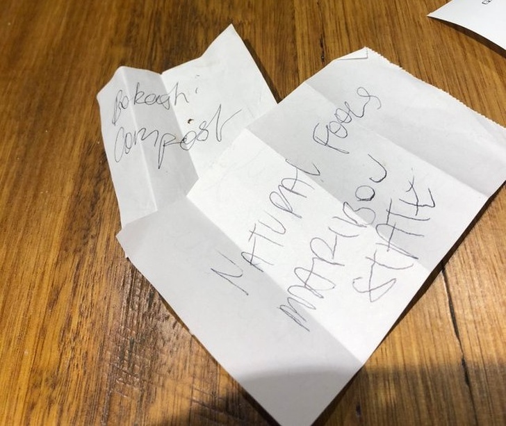 “Every time my fiancé hears a song at his work that he thinks I’ll like, he writes it down on a scrap of paper to give to me when he gets home.”