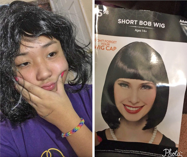 This wig doesn’t match the photo but it does match the price of $5.98.