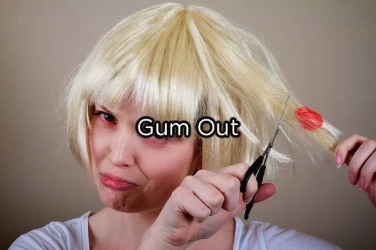 Aww yea, the bane of every chewaholocis existence. Gum in the hair is a f*cking nightmare. You either scrape and claw for hours to get it out, or you give it the chop. Well next time, instead of the waiting game or grabbing your scissors, soak your hair in coke and the gum should fall right out.