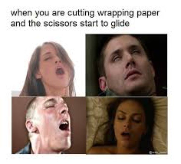 savage porn meme - when you are cutting wrapping paper and the scissors start to glide