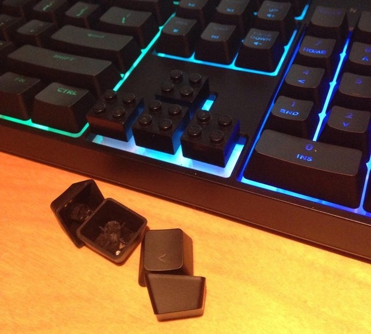 “Turns out Lego bricks have a perfect fit on my keyboard.”
