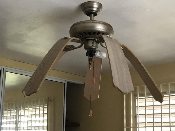 This ceiling fan got so hot that it melted.