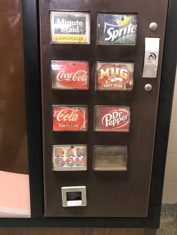 This vending machine has a “random” button.