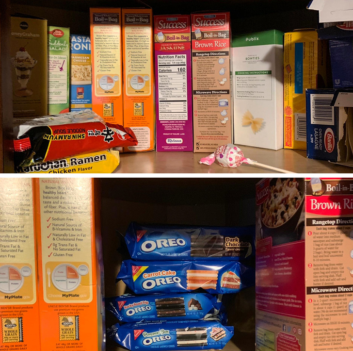 “I was cleaning out old food from our cabinets today and found my wife’s secret Oreo stash.”
